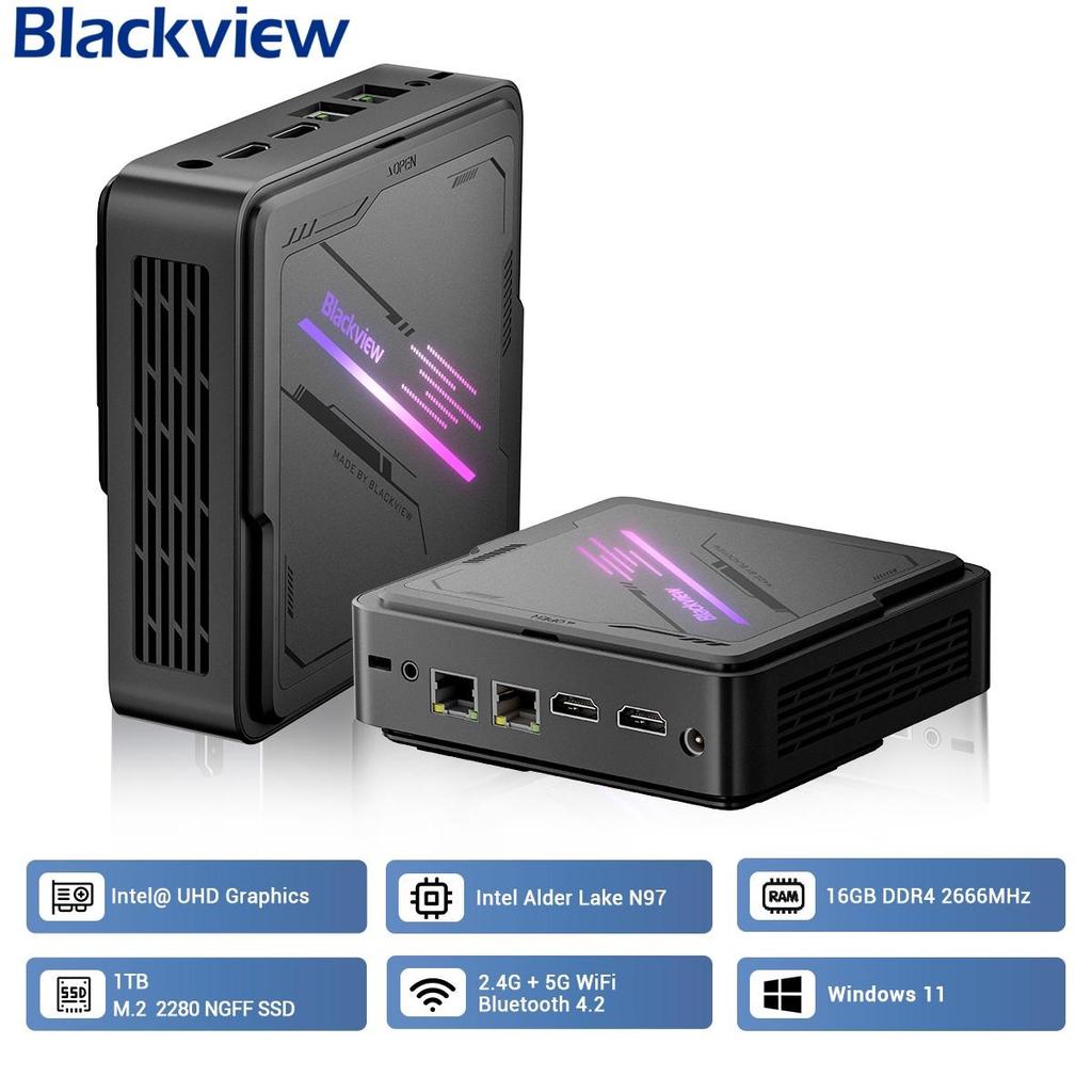 Blackview MP90 Mini-PC Intel Alder Lake N97 6GB RAM 512GB/1TB SSD Leiser Betrieb 39dB Windows 11 Pro