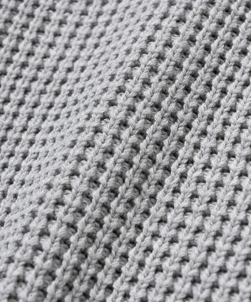 KNITTED Soft Cotton Heavy Waffle Half Zip Knit Melange Grey
