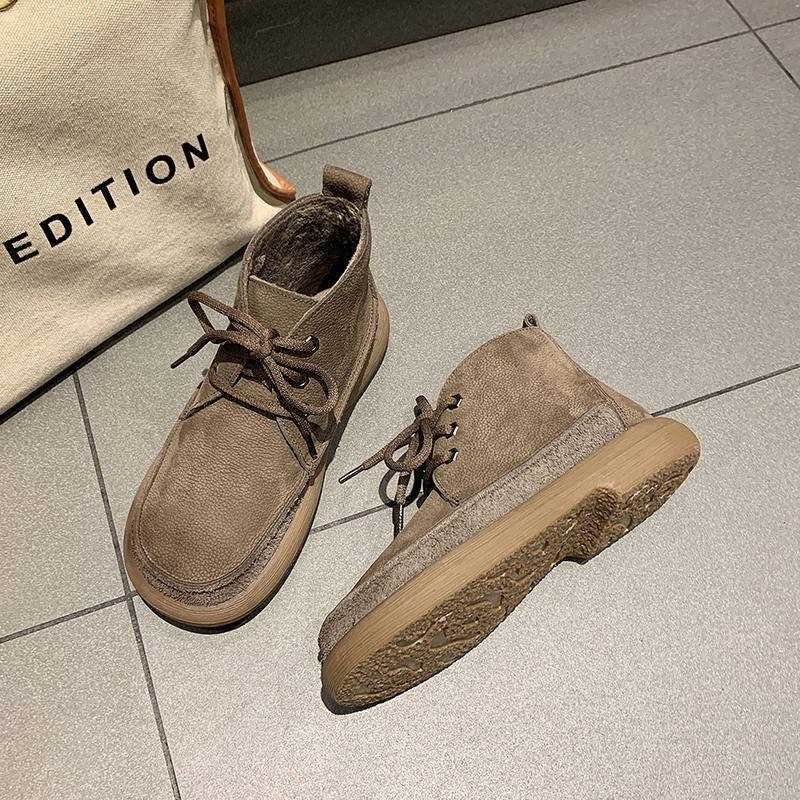 Støvletter Dame Vinter 2025 Ankelstøvletter Sneakers Snøstøvler Dame Platformsko Komfortable Rund Tå Lav Hæl Elegant Høst Punk