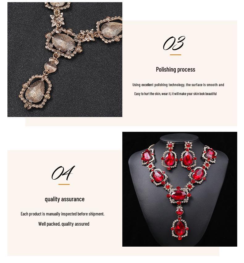 Retro Exaggerated Necklace Set: Large Gemstone Clavicle Chains for Women