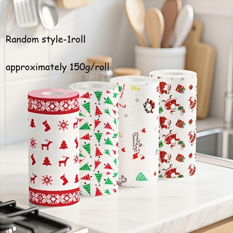 

Christmas Kitchen Paper, Thickened Three-Layer Roll Paper, Washable Wet and Dry Dual-Purpose, Cleaning Supplies, Christmas Gift