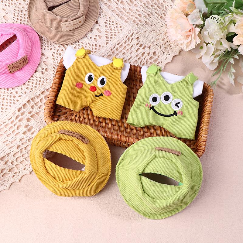 For 17cm Labubus Doll Clothes Accessories White Shirt Hat Animal Overalls Set