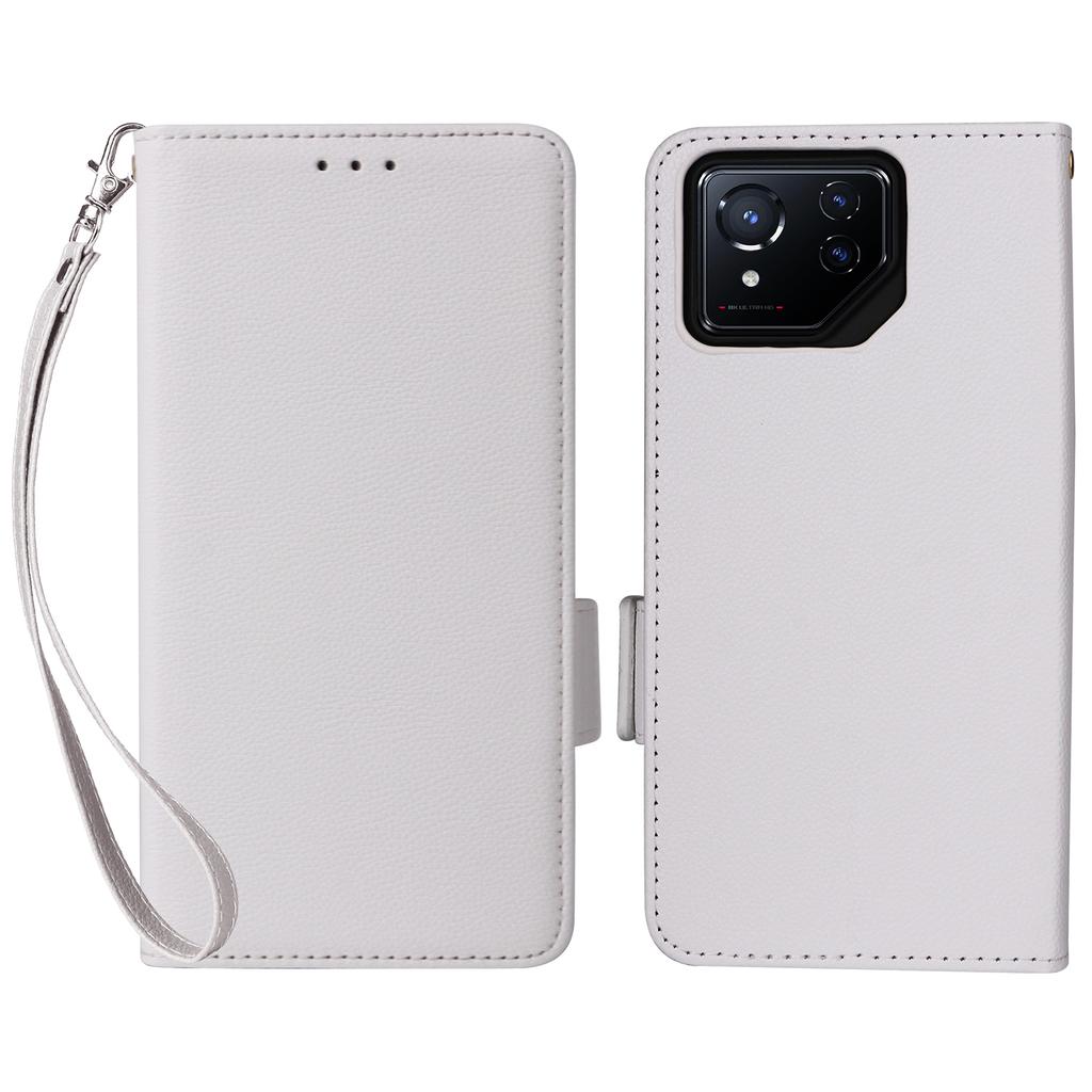 For Asus ROG Phone 8 5G/ROG Phone 8 Pro 5G Case with Wrist Strap Litchi Texture PU Leather Wallet Phone Cover