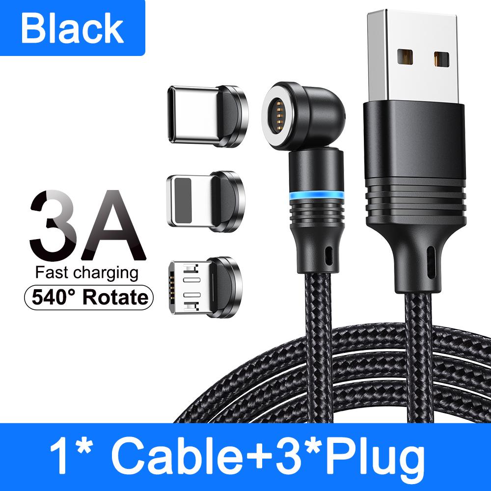 540° Otočný Magnetický Kábel 3A Rýchle Nabíjanie Typ C Kábel Pre Xiaomi Samsung Micro USB Dátový Kábel Magnetická Nabíjačka Pre iPhone 14
