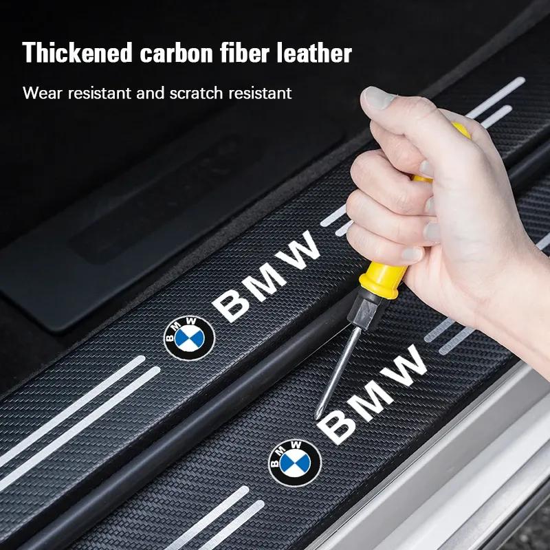 Carbon Fiber Car Decal Door Sill Scuff Plate Covers Car Threshold Decor Trim Stickers For BMW M M2 M3 M4 M5 M6 E90 E91 E60 F10