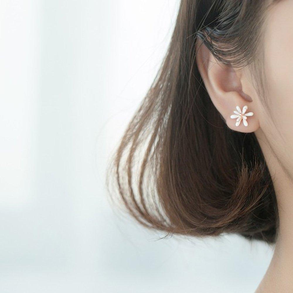 Hermosa:J E069 Silver 925 Silver Earrings Rose Gold Flower Earrings Daily Flower Earrings
