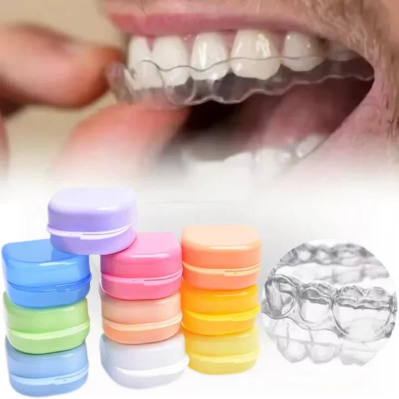 1/2/3pcs Denture Storage Box with Vent Holes Dental Orthodontic Retainer Case Guard Case Teeth Container for False Teeth