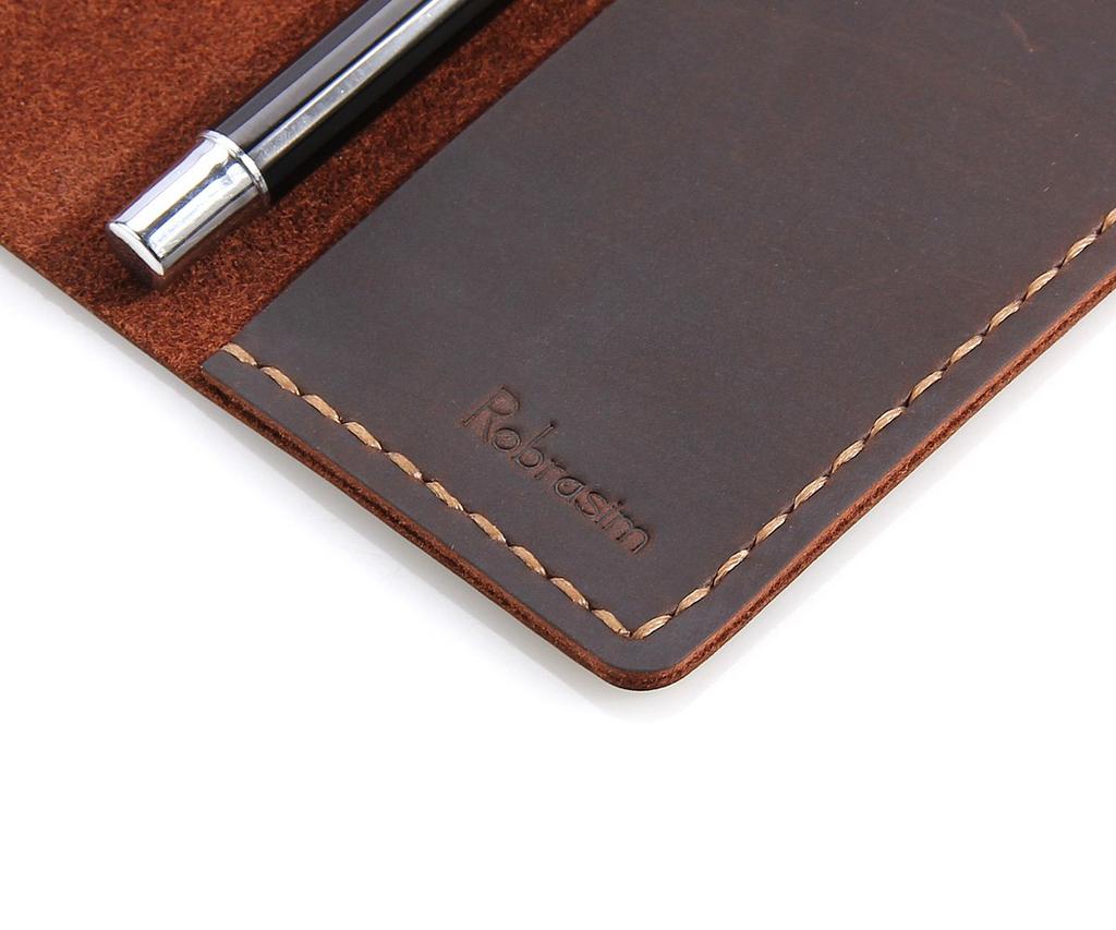 Robrasim Field Notes Leather Journal Cover, Moleskine Cahier Notebook Cover, Handmade Vintage Leather Cover for 3.5" X 5.5" Notebooks, Coffee