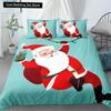 Merry Christmas King Queen Duvet Red Cartoon Santa Car Animals Bedding Set for Children Boy Girl Happy Holiday Theme Quilt Cover