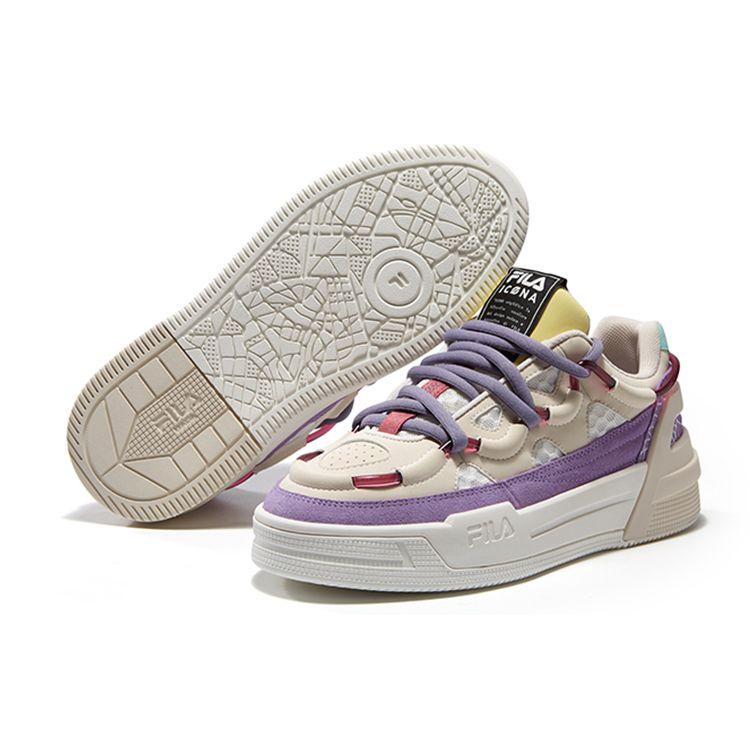 Fila Salto Low Top Retro Basketball Shoes Women Sneakers White Light-Purple F12W141225FSV