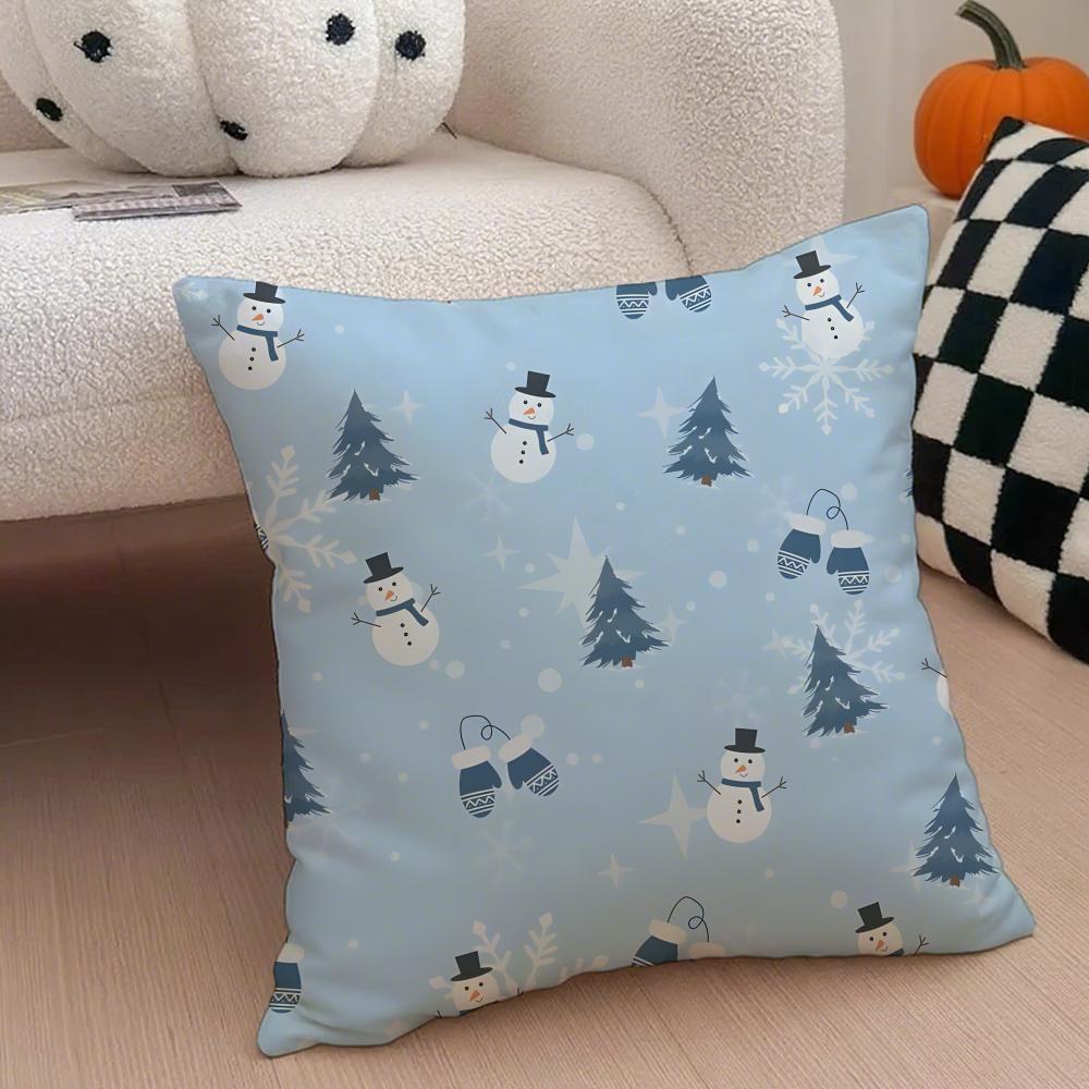 happy snowman funny casual cute  Cushion Cover Throw Pillow Cover Hidden Button Durable Polyester Chair Cushion