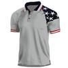 Patriotic American Flag Print Polo Shirt, Casual Short Sleeve Top