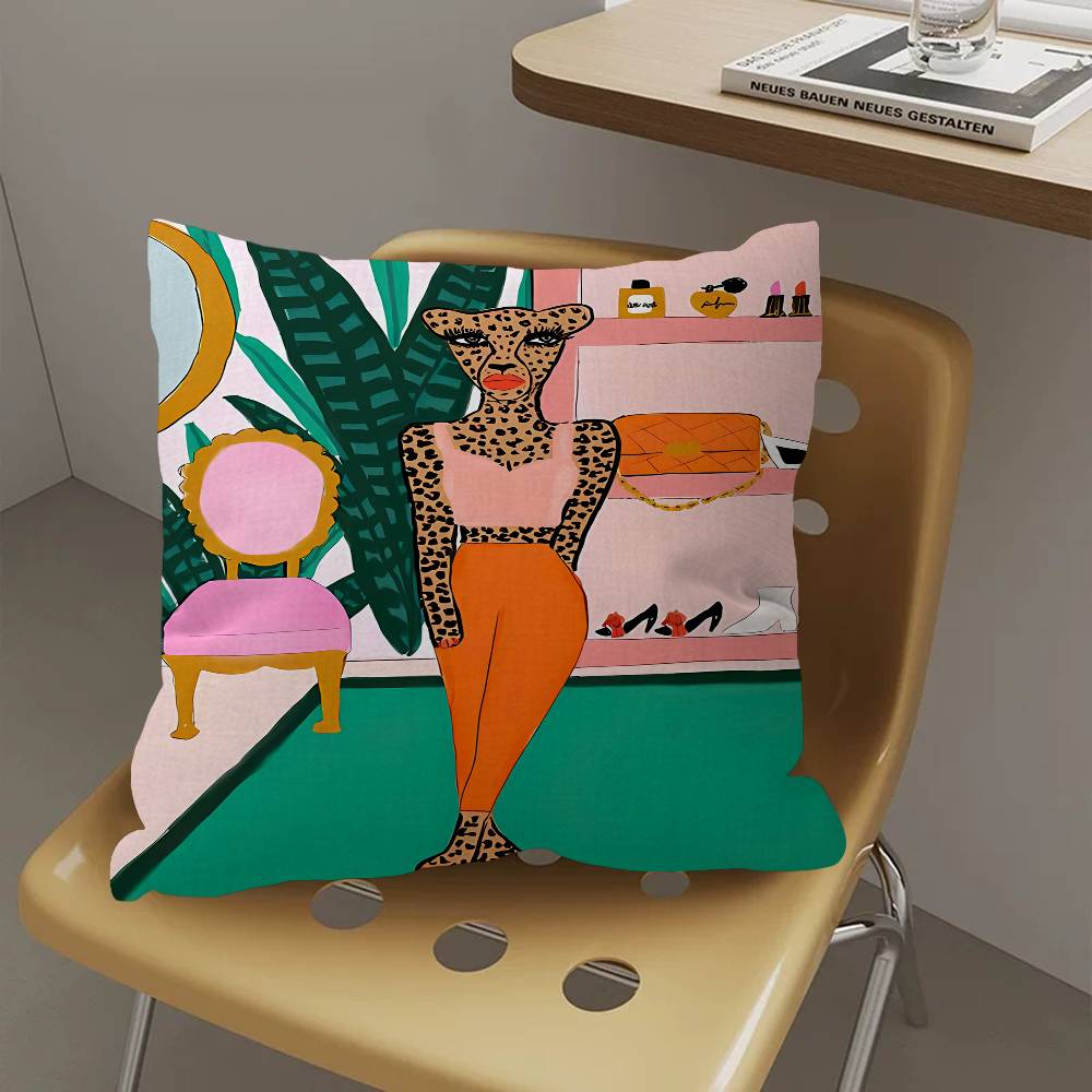 Egypt Colorful Abstract Tiger and Leopard Pillow Cushion Cover Pillowcase Living Room Sofa Home Decor Customized