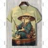 Summer Round Neck 3D Humour Cat Print Top Fashionable Casual Short Sleeved Men's T-shirts