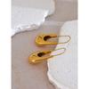 Yhpup High Quality Stainless Steel Geometric Statement Hoop Earrings 18K PVD Plated Texture Stylish Unusual Jewelry for Women
