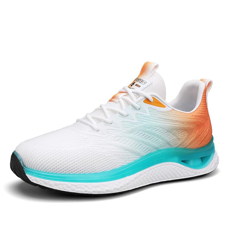 Men's Shoes Spring and Summer New Fly-woven Breathable Sports Shoes Casual Mesh Popcorn Running Lightweight Shoes Shock-absorbing Running Shoes