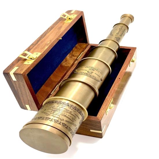 Nautical 20" Victorian Marine Brass Telescope Spyglass With Wooden Box Gift