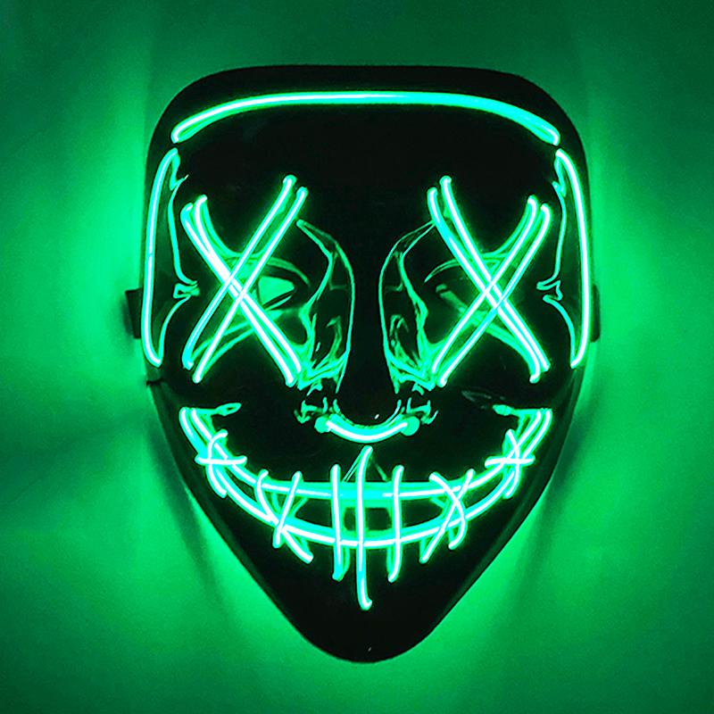 Wireless Scary Glowing Mask LED Luminous Purge Mask Halloween Carnival Light Up Cosplay Party Mask Festival Costume Supplies