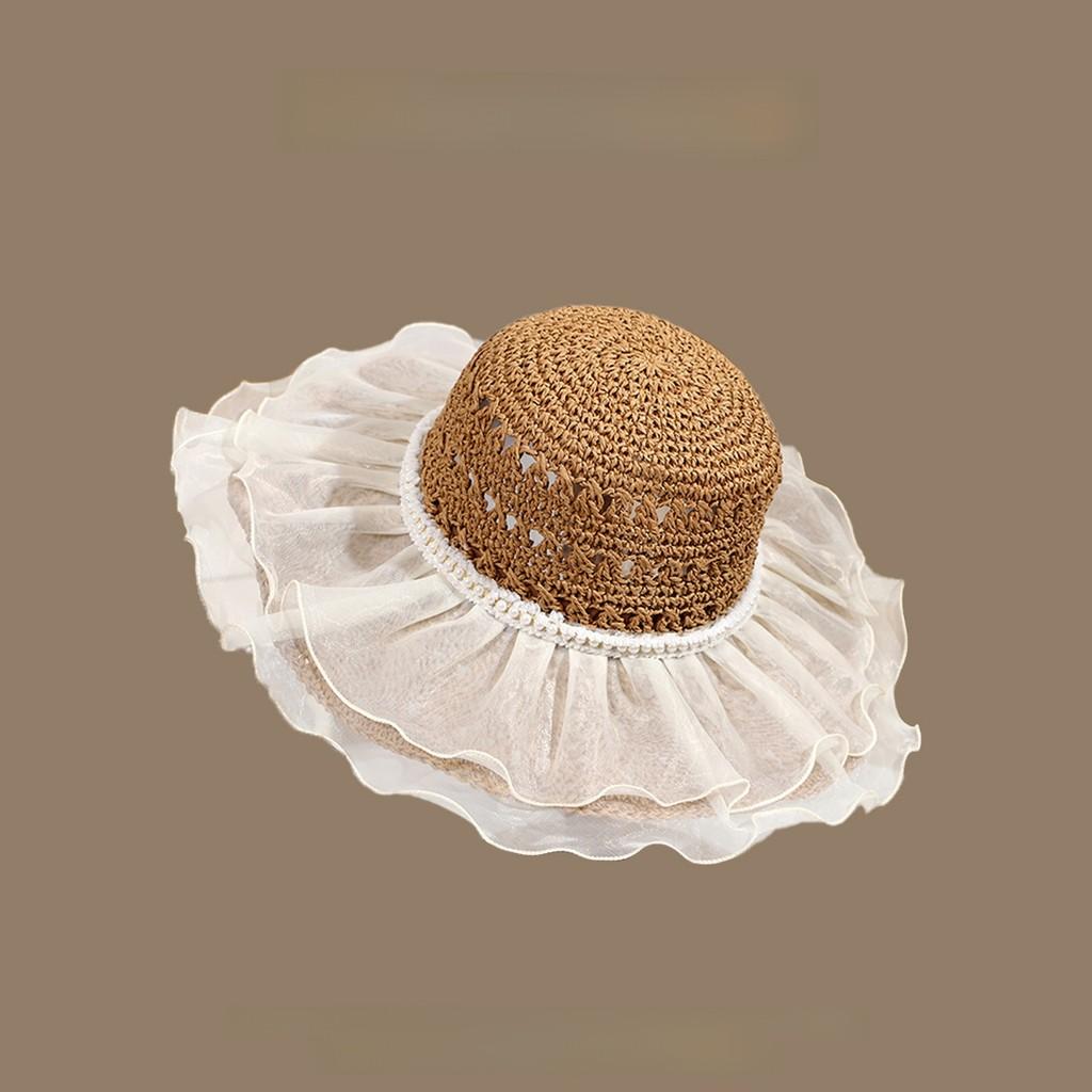 Korean Style Wide Brim Sun Hat With Handwoven Design And Sun Protection For Vacation