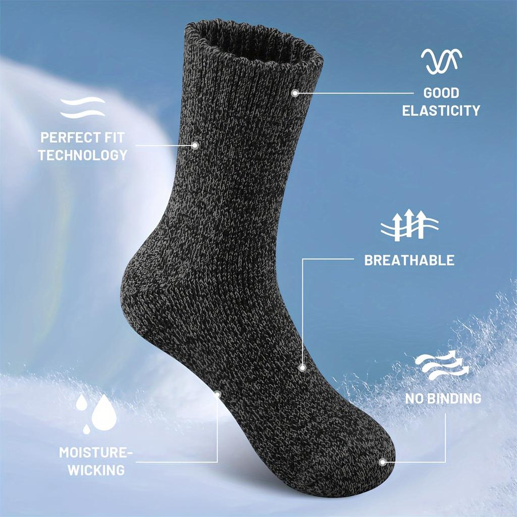 5 Paar Dicke Woll-Wintersocken für Damen - Gemütliche, Warme Sport- & Wander-Kniestrümpfe, Perfekt für Kaltes Wetter