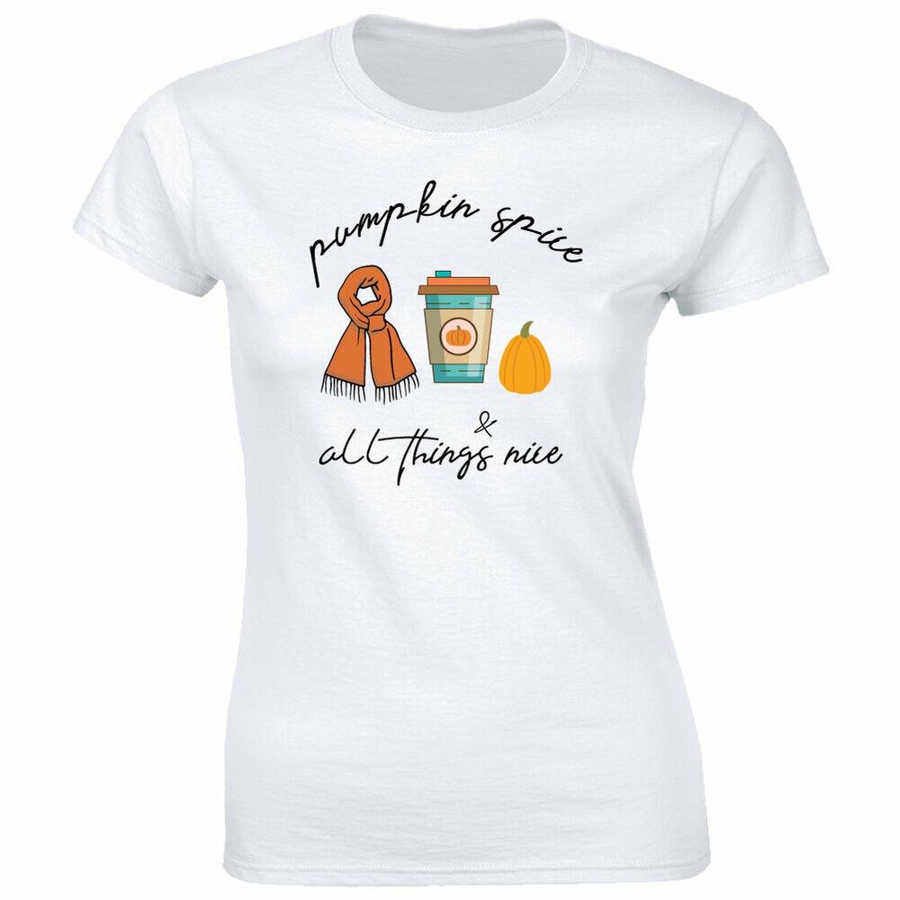 

Pumpkin Spice And All Things Nice With Scarf and Latte Unisex T-Shirt Fall Tee XXXXL