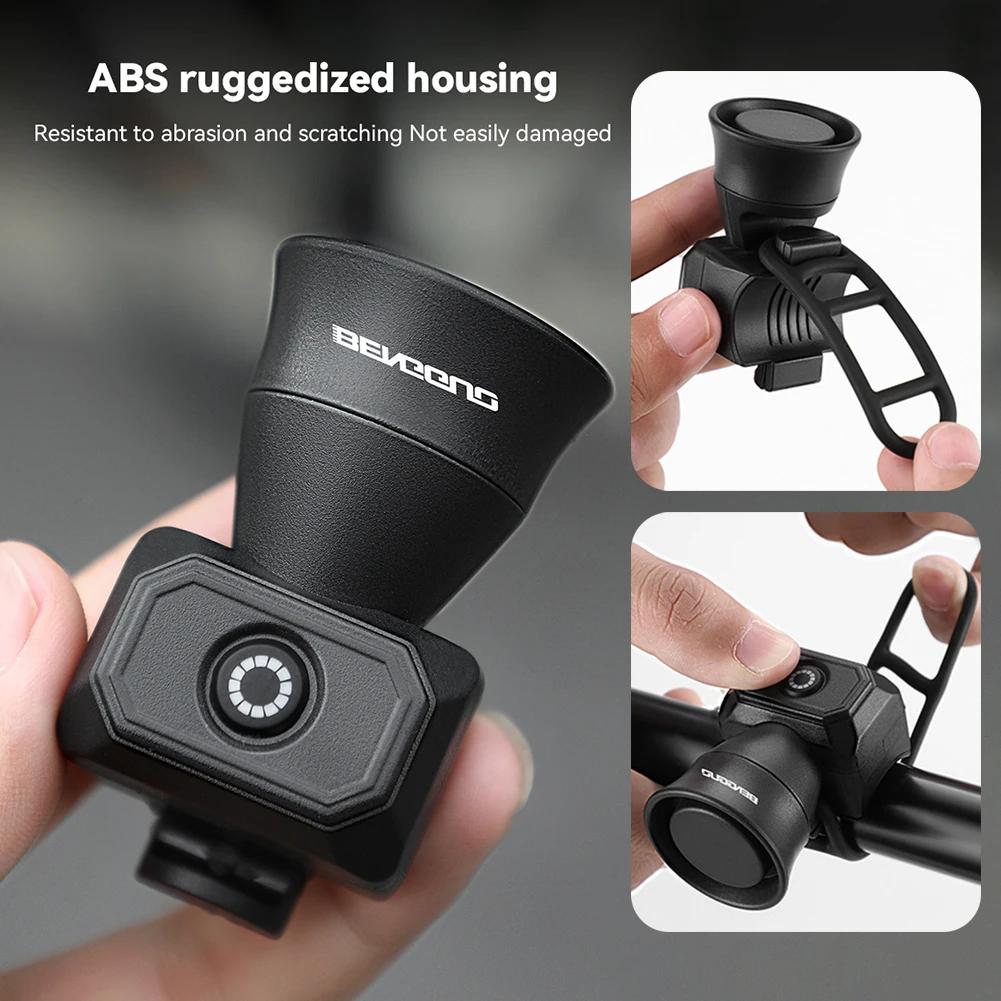 120db Electric Bike Horn 5 Sound Modes for Adults/Kids Electric Bike Bell Waterproof USB Rechargeable Battery for Mountain Bike