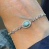 Fresh retro diamond inlaid turquoise bracelet new in oval stone fine bracelets light luxury high-end simple party  gift