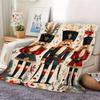 Nutcracker Soldier Flannel Blanket - Vintage Polyester Throw,Soft All-Season Decor for Bed/Sofa, Machine Washable Christmas Gift