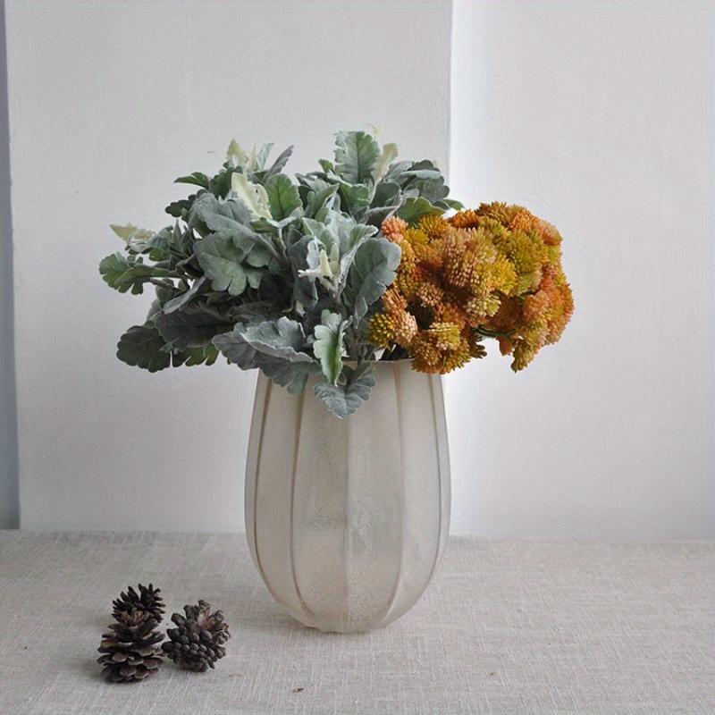 1Pc Green Cineraria Simulation Flower Planting Hairy Silver Leaf, Fake Flower Green Plant