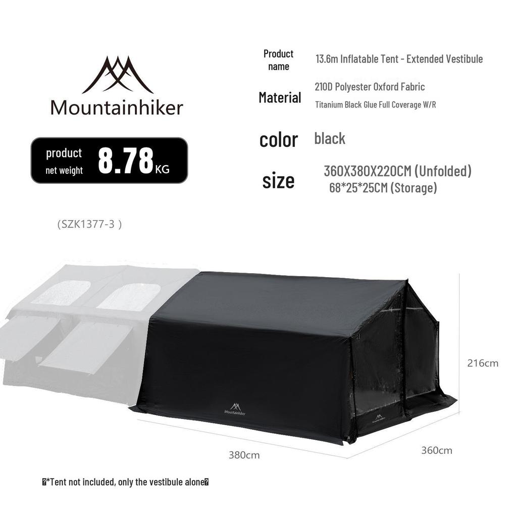 Mountain Guest 13.6 Fully Automatic Inflatable Tent - Oxford Cloth & Black Titanium Canopy for Outdoor Camping