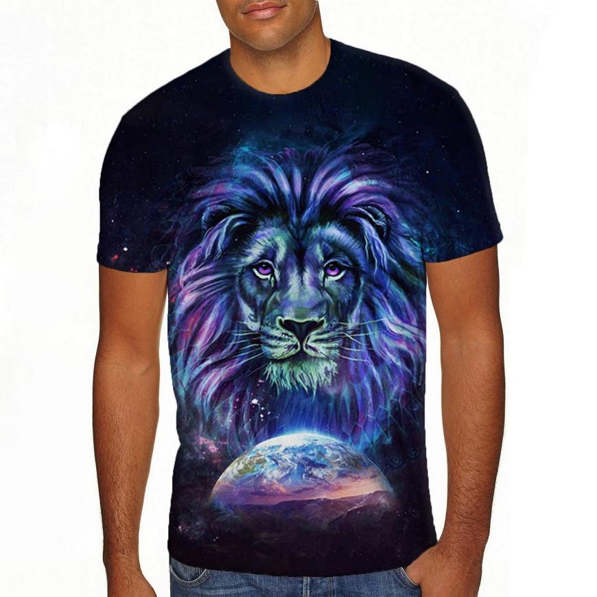 3D Printed Originality T-Shirt for Men Fashion Lion Animal Pattern T Shirts Summer Casual Short Sleeves Round Neck Tops Sport Loose Tee