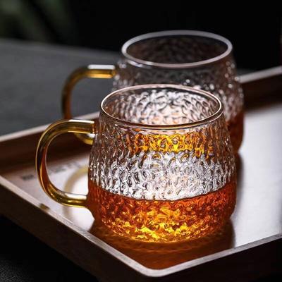 330ml Household Large Capacity Hot Tea Mug Creative Water Cup Hammer Pattern Glass Cup Heat Resistant Coffee Cup Holiday Gifts