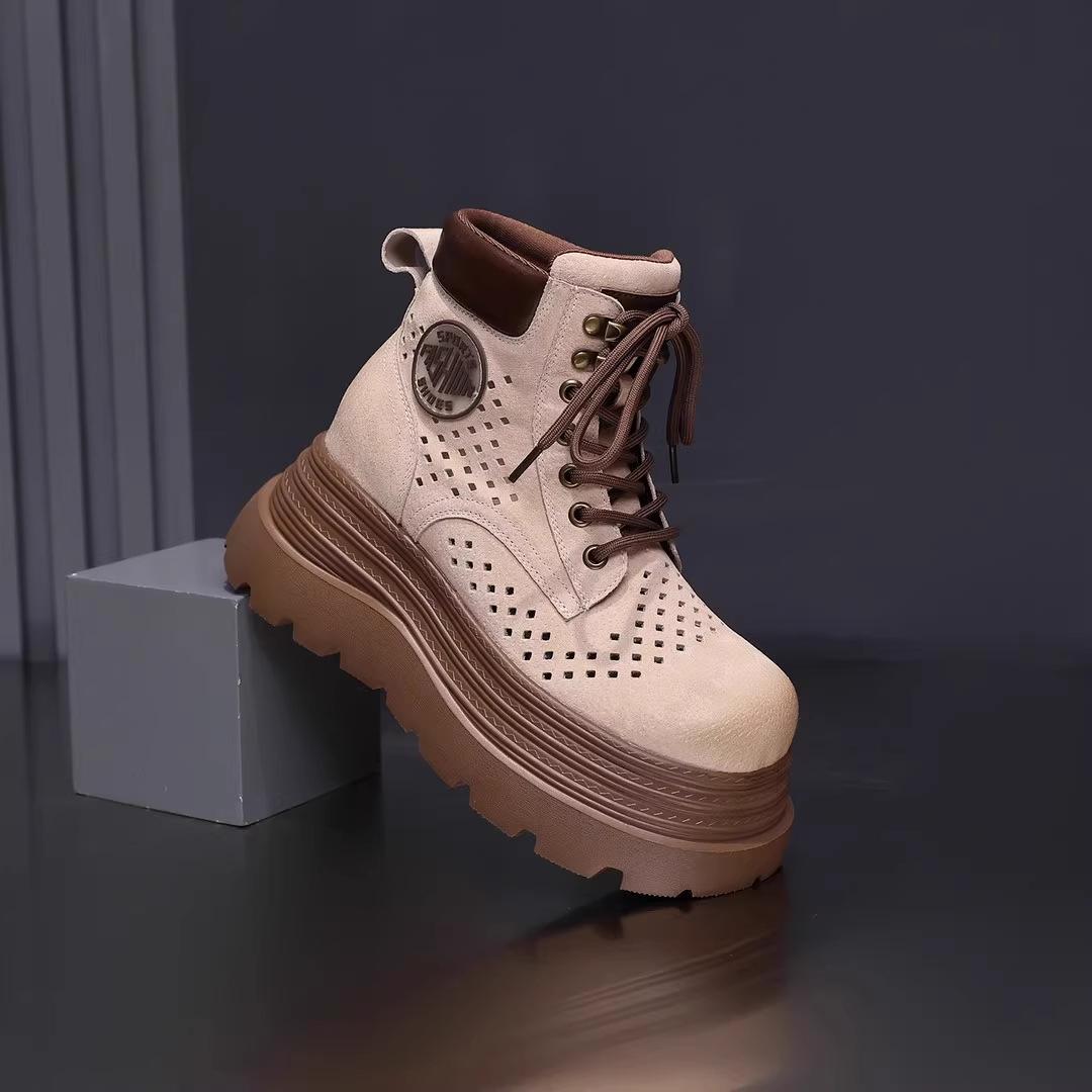 

Internet celebrity versatile Martin boots 2025 spring and summer new British style thick-soled short boots thick-soled low-top explosion heightening 35