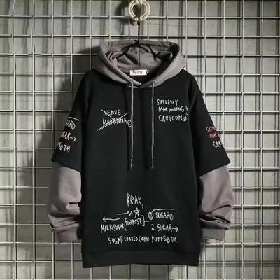 Spring Autumn Men's Sweater Retro Hooded Print Sweatshirt Loose Hoodie Fleece Padded Jacket
