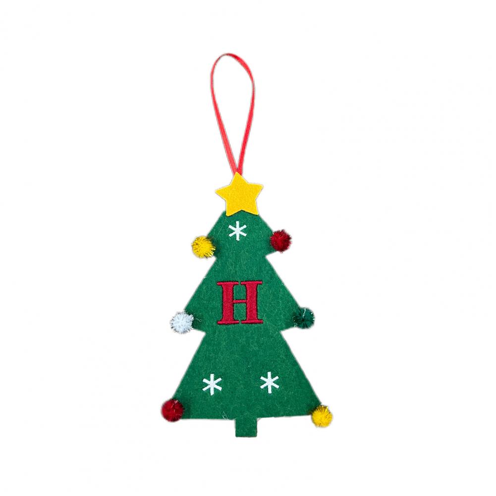 Christmas Tree Pendant Ornament with Lanyard 26 Letter Design Felt Fabric Holiday Xmas Tree Hanging Decoration