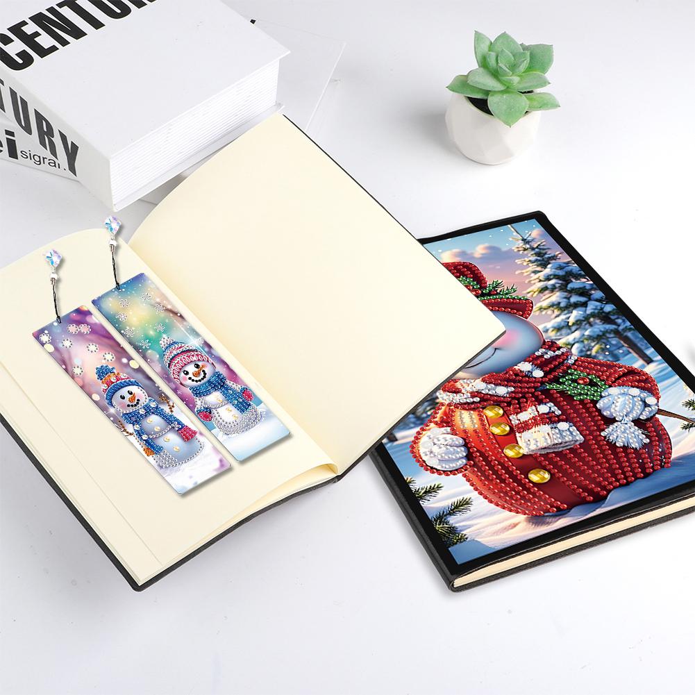 A5 Size Rhinestone Art Painting Notebook Kit with Crystal Pendant Bookmark Diamond Painting Notebook Set Holiday Birthday Gift
