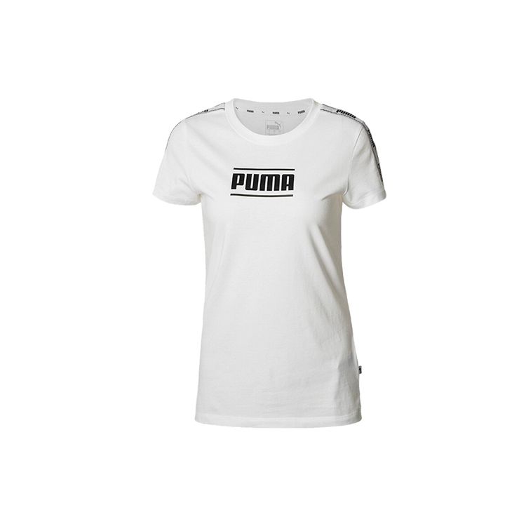 

Puma Large Logo Casual Short Sleeve T-Shirt Women Tops White 845059-02 L