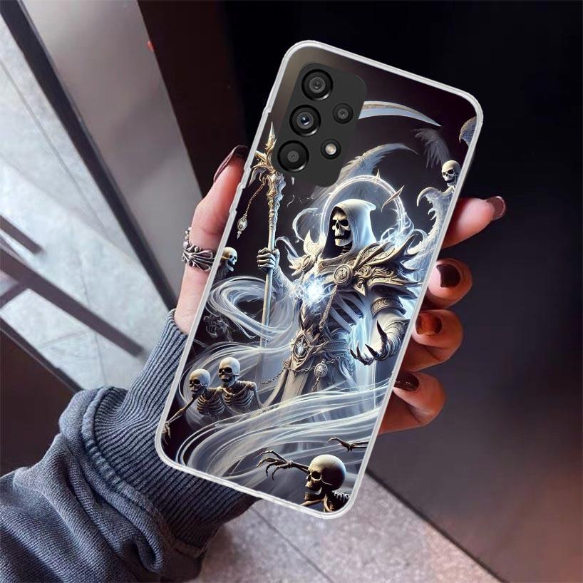Death Grim Reaper Skull Scythe Phone Case For Samsung Galaxy A12 A52S A42 A32 A22 A51 A50 Note 20 Ultra 10 S10 Plus A71 A70 A31