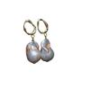 Trendy design simple retro court style hand foil freshwater baroque pearl 925 silver needle earrings stud earrings