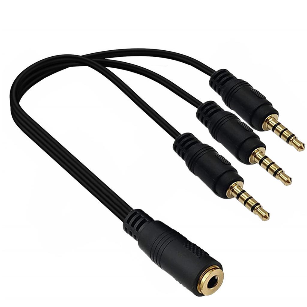 Triple Output 3.5mm Sound Y Cable Gold Plateds Jacks Simultaneous Multiple Device Connection 30cm Length