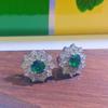 Fashion snow pollen diamond zircon stud earrings women's sunflower zircon flower earrings light luxury luxury high-end