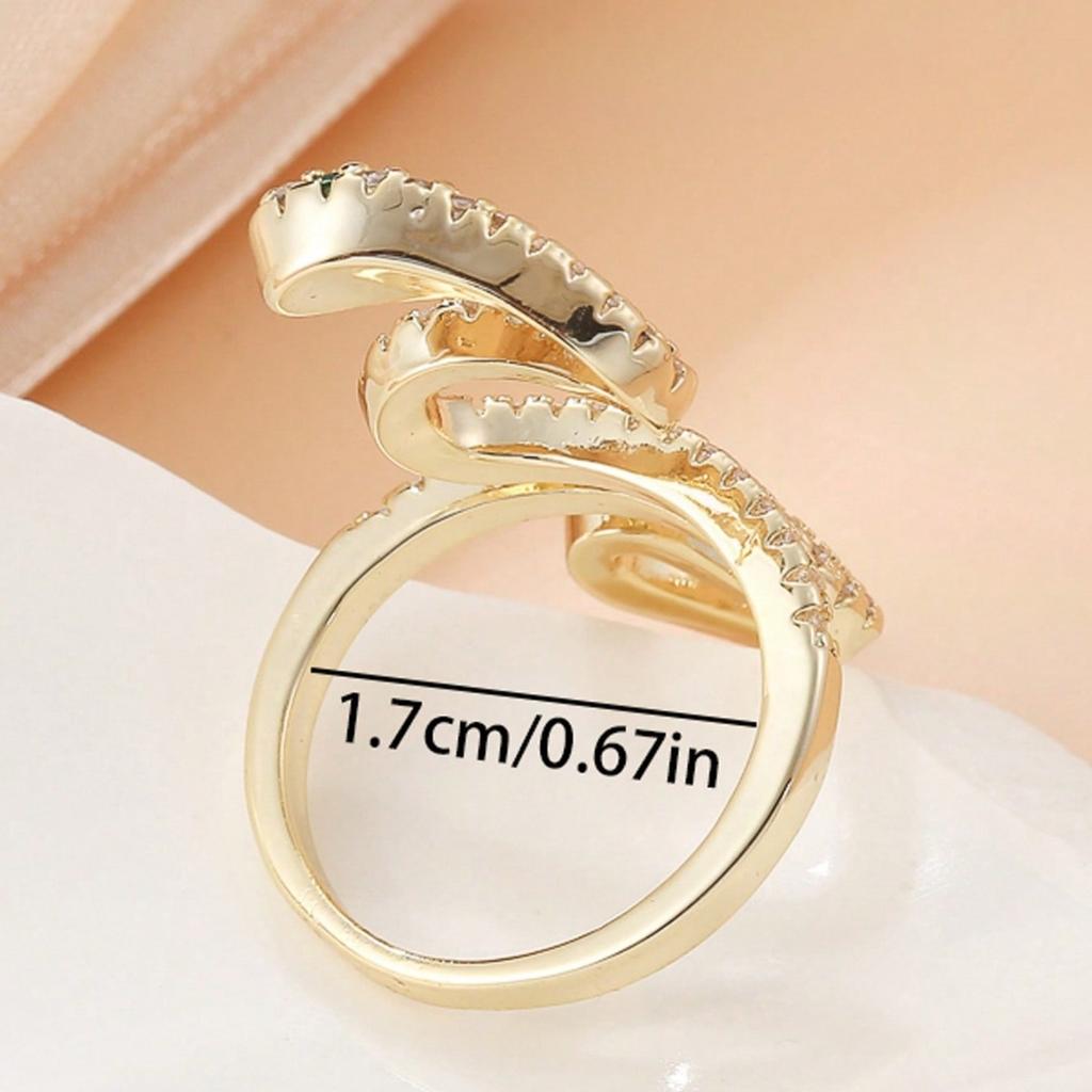 American Hip Hop Personality Full Diamond Ring Niche Spirit Snake Copper Inlaid Zircon Winding Ring Versatile Internet Celebrity Ins Ring