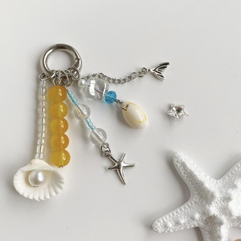 Oceanics Themed Keychain With Seashells And Starfish Designs Craft Of Alloy For Beach Lovers
