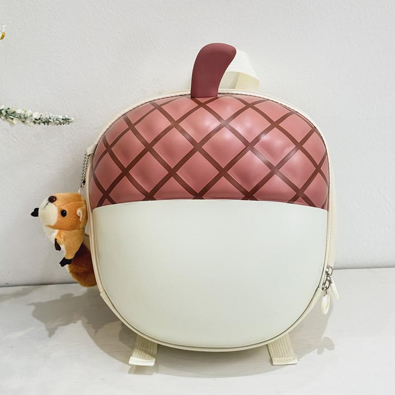 Acorn Cute Cartoon Shaped Children Backpack For Education Use With Doll Pendant