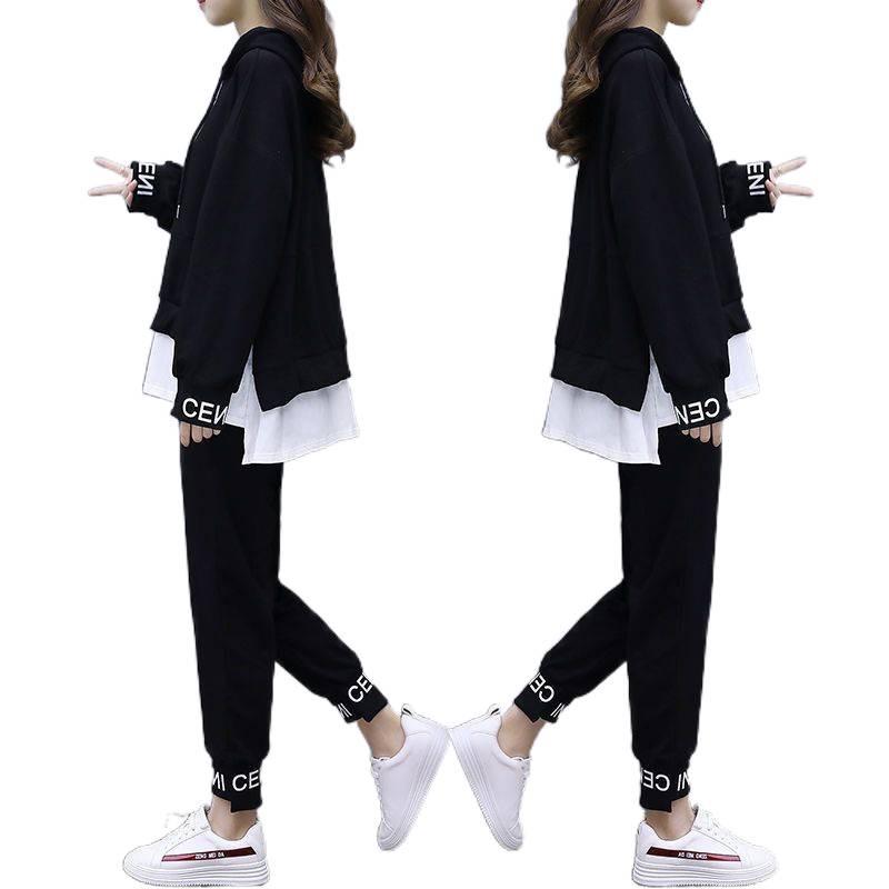 2026 Spring/Autumn Women's Casual Slimming Two-Piece Set: Trendy Loose Fit, Plus Size, Internet Style