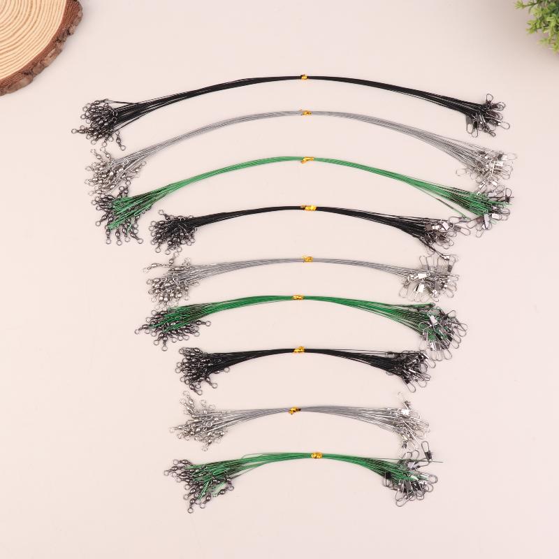 20 stk Anti-bitt Stål Fiskesene Ståltråd Fortom Med Svivel Fisketilbehør Blykjerne Fiskesene 15/20/30 cm