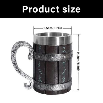 Wooden Barrels Inspires Beer Cup Large Capacity Dishwasher Safe Stainless Steel Lining Mug For Home Entertaining