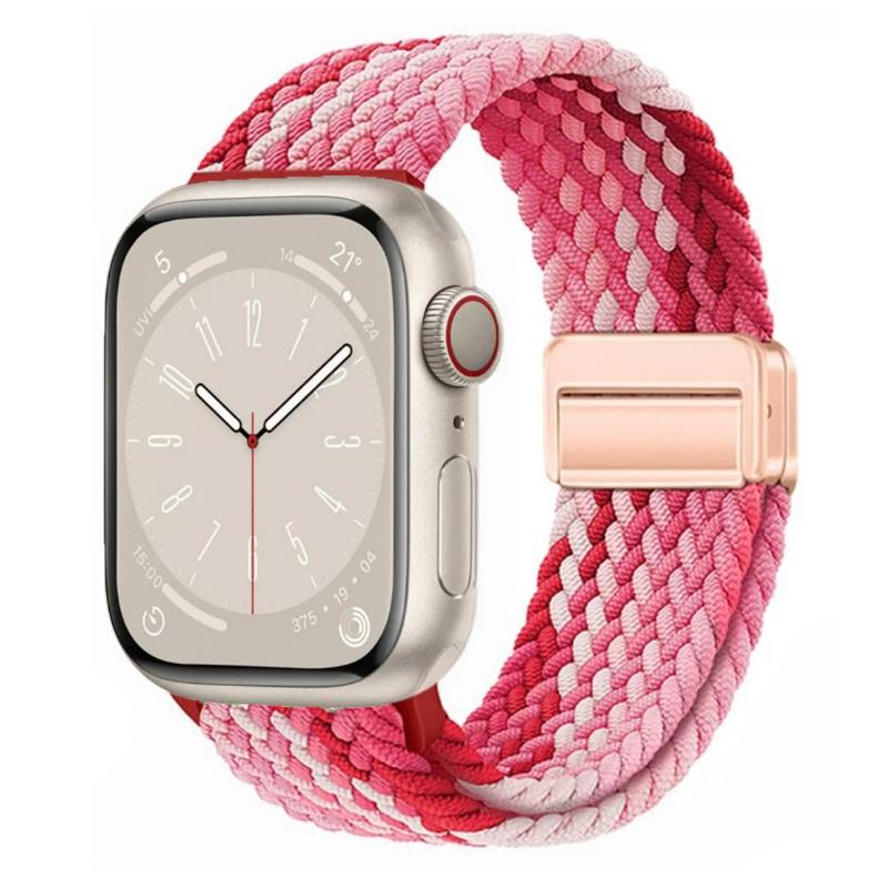 Geflochtenes Solo Loop-Armband aus Nylon für Apple Watch Band Ultra2 49 mm 9 8 7 41 mm Metall-Magnetarmband 45 mm 6 5 4 SE 44 mm verstellbarer elastischer iWatch-Gurt