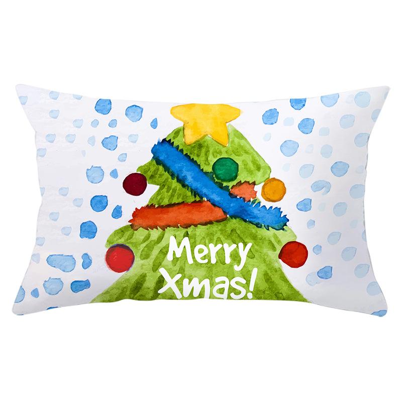 Simple Cartoon Print Series Christmas Waist Pillowcase Peach Skin Printed Pillowcase Home