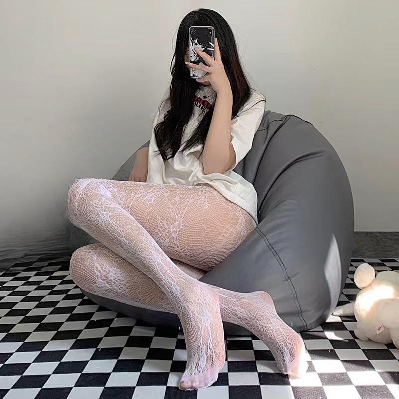 Sexy Lace Mesh Stockings Bottomed Pantyhose Classic Lolita Hollowed Fishnet Women's Netting Gothic Punk Retro Spider Web Tights